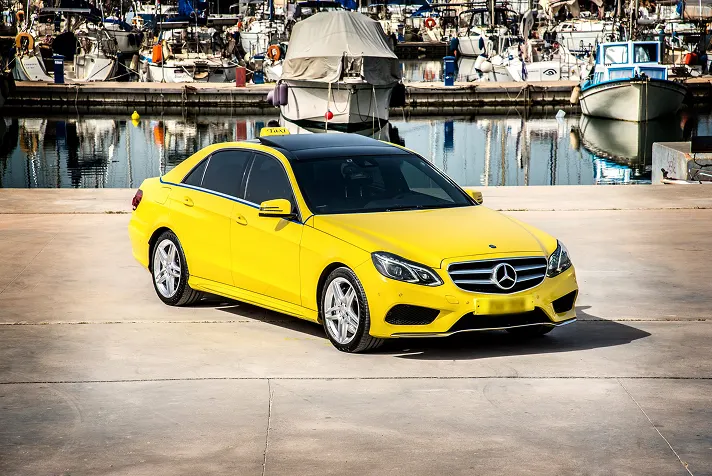 athens in a tour fleet taxi